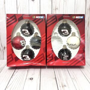 Nascar Dale Earnhardt Sr & Dale Earnhardt Jr Lot Of Glass Christmas Ornaments